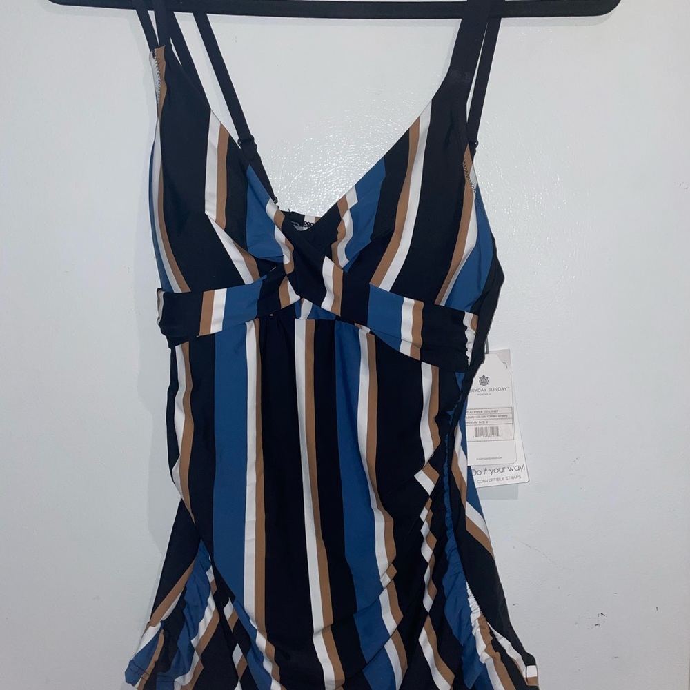 Stripped Tankini with convertible straps!